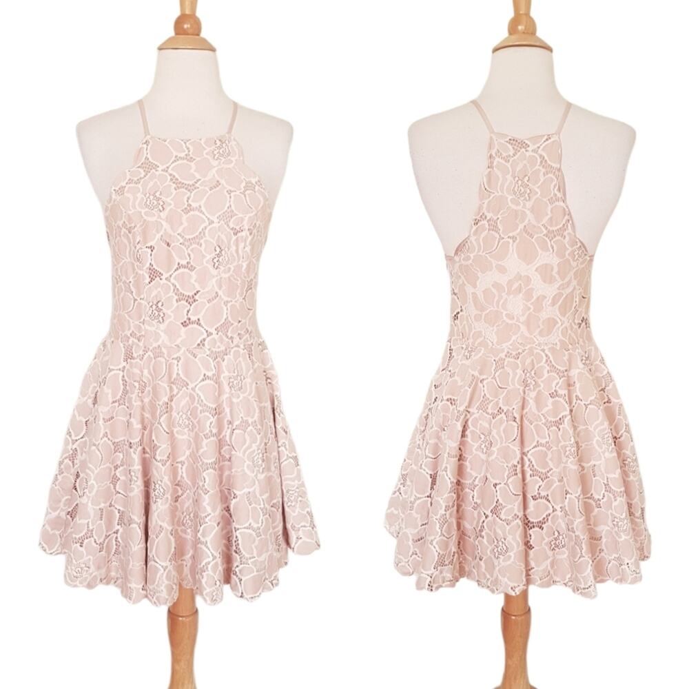 Tularosa Cyrus Lace Dress Pale Blush Fit And Flare Halter Neck Mini Size Small - Picture 5 of 13
